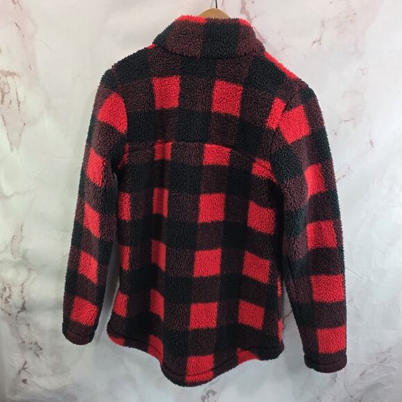 Columbia Jacket Womens Small Buffalo Plaid Black Sherpa Teddy Fuzzy West Bend - Picture 5 of 10
